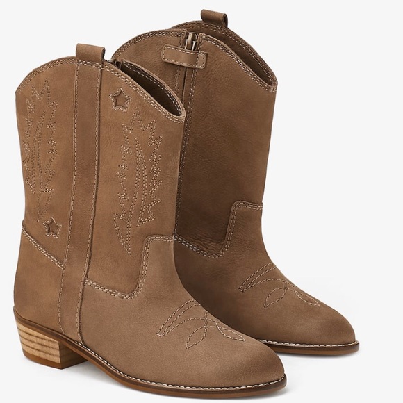 ZARA Genuine Leather Embroidered Cowboy Boots 7.5 - Picture 1 of 6